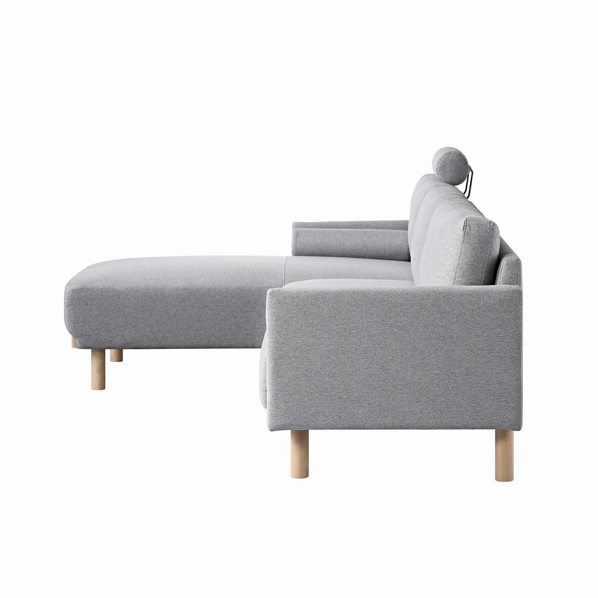 Timber Grey Marl Fabric Sofa, Large 3-Seater Chaise Sofa Left Hand Facing