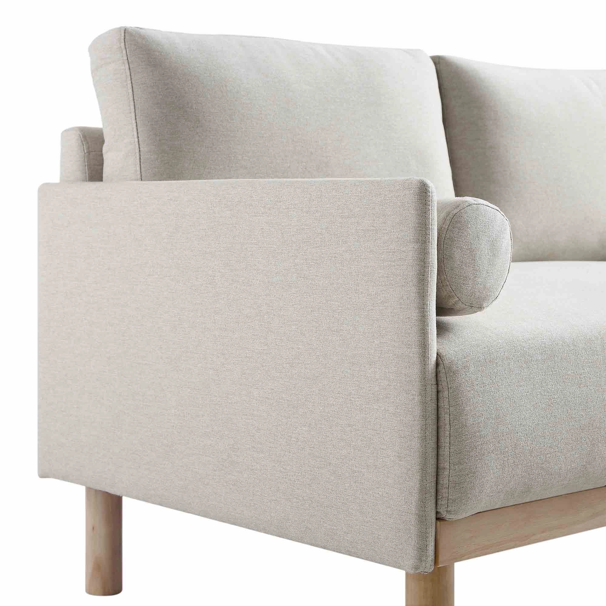 Timber Oatmeal Fabric Sofa, 3-Seater