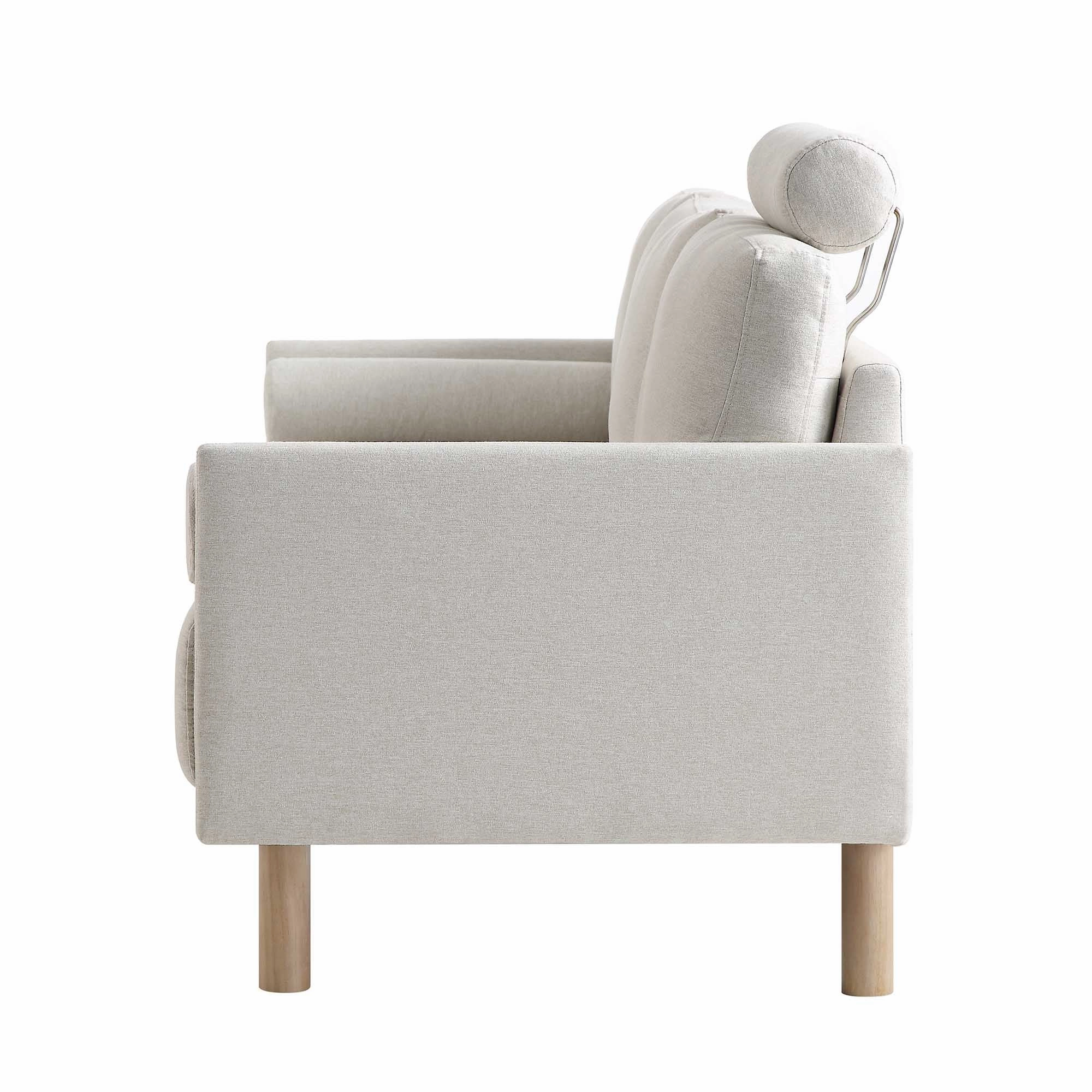 Timber Oatmeal Fabric Sofa, 3-Seater