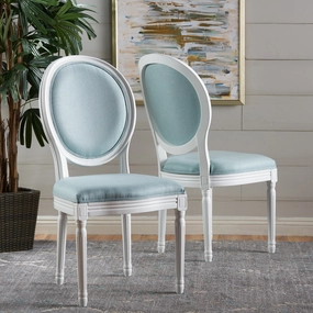 Traditional Light Blue Upholstered Fabric Dining Chairs (Set of 2) - NH062003 kitchen accessories, table linens