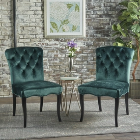 Traditional Teal New Velvet Armless Dining Chairs (Set of 2) - NH694103 kitchen accessories, table linens
