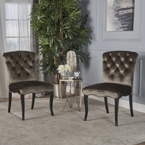 Traditional Tufted Gray New Velvet Armless Dining Chairs (Set of 2) - NH520203 kitchen accessories, table linens