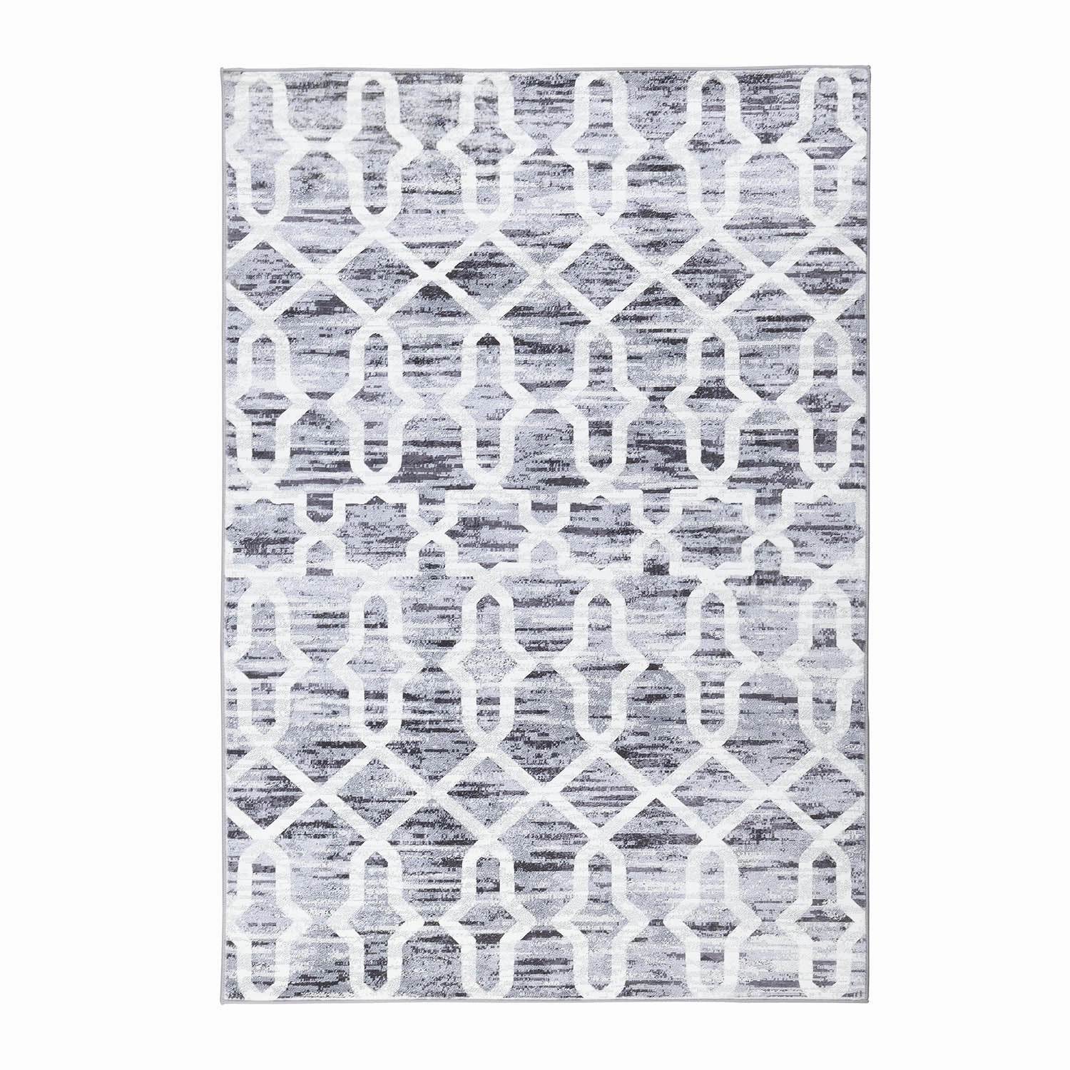 Trellis Grey Distressed Printed Rug 160 x 230 cm