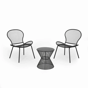 Tristian Modern Outdoor 2 Seater Iron Chat Set with Side Table outdoor furniture, garden bench