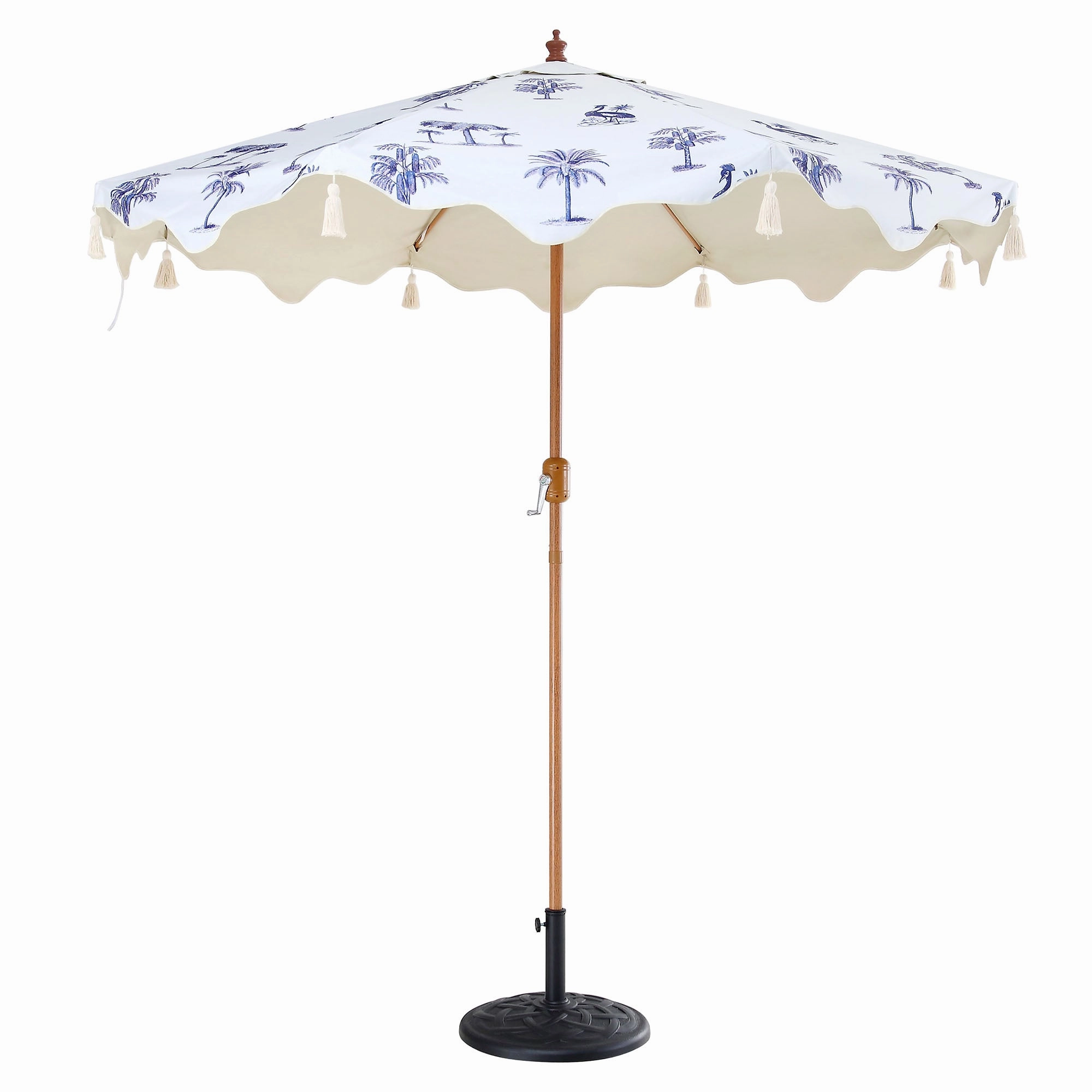 Tropical Pattern 2.6M Octagonal Tassel Parasol with Aluminium Tilt