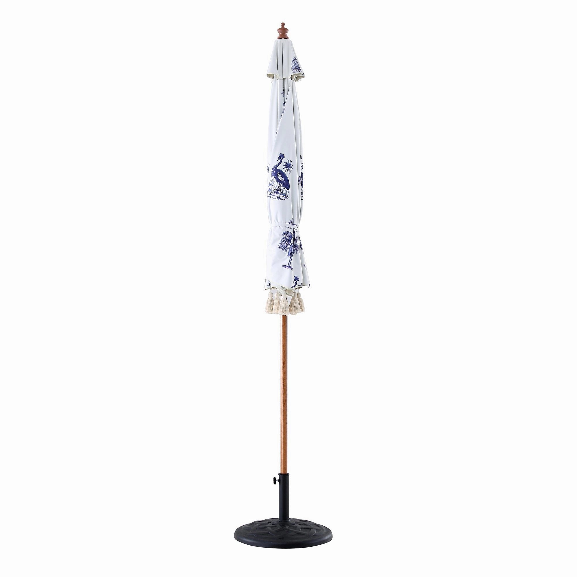 Tropical Pattern 2.6M Octagonal Tassel Parasol with Aluminium Tilt