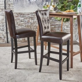 Tufted Back Brown Leather 30-Inch Barstools (Set of 2) - NH183103 kitchen accessories, table linens
