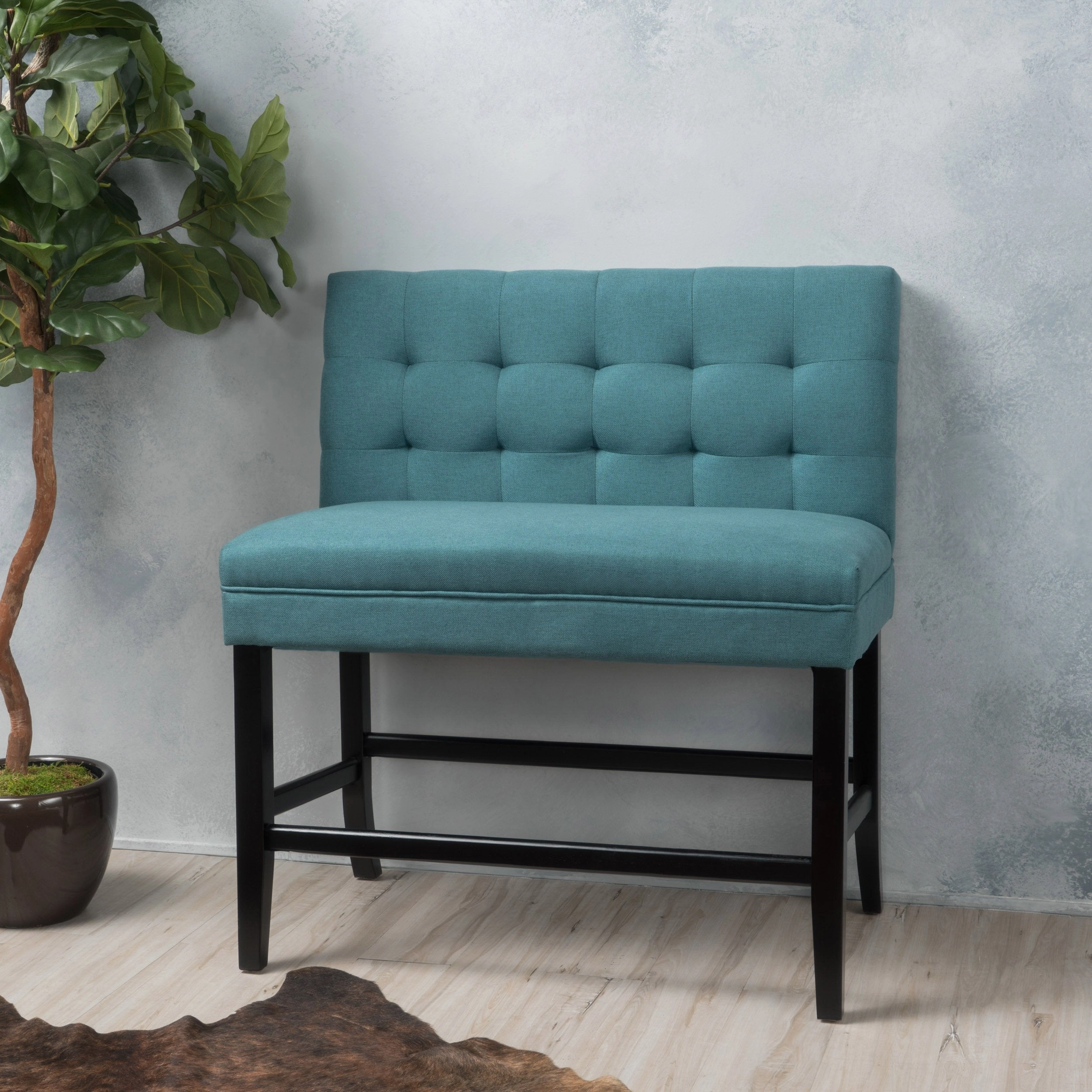 Tufted Back Fabric 26-Inch Barstool Bench - NH769992