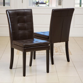 Tufted Brown Bonded Leather Dining Chairs (Set of 2) - NH156112 kitchen accessories, table linens