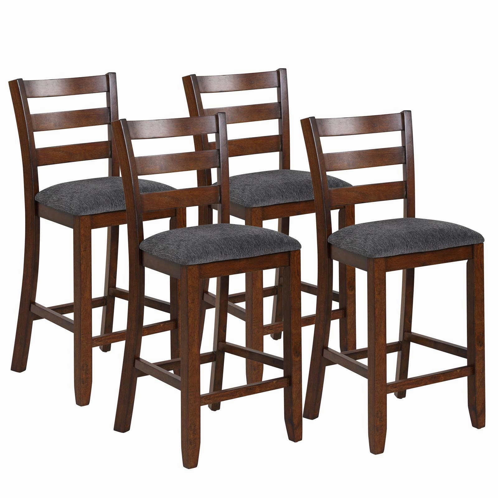 Upholstered Bar Stools with Solid Rubber Wood Frame, Foam-Padded Cushion
