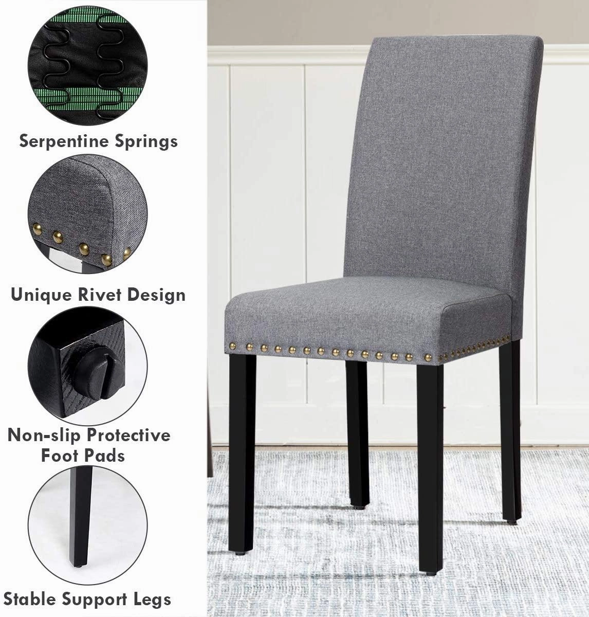 Upholstered Dining Chairs Set of 2 or 4, Fabric Side Chairs w/Wood Legs