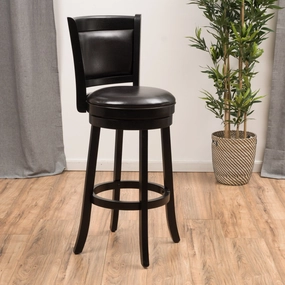 Upholstered Espresso Leather Swivel Backed Barstool with Wood Frame - NH136692 kitchen accessories, table linens