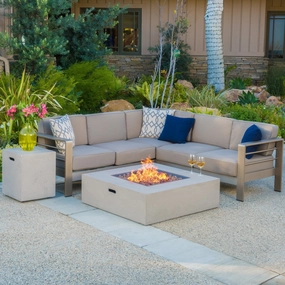 V-shape Outdoor Fire Table Sofa Set - NH088992 outdoor furniture, garden bench