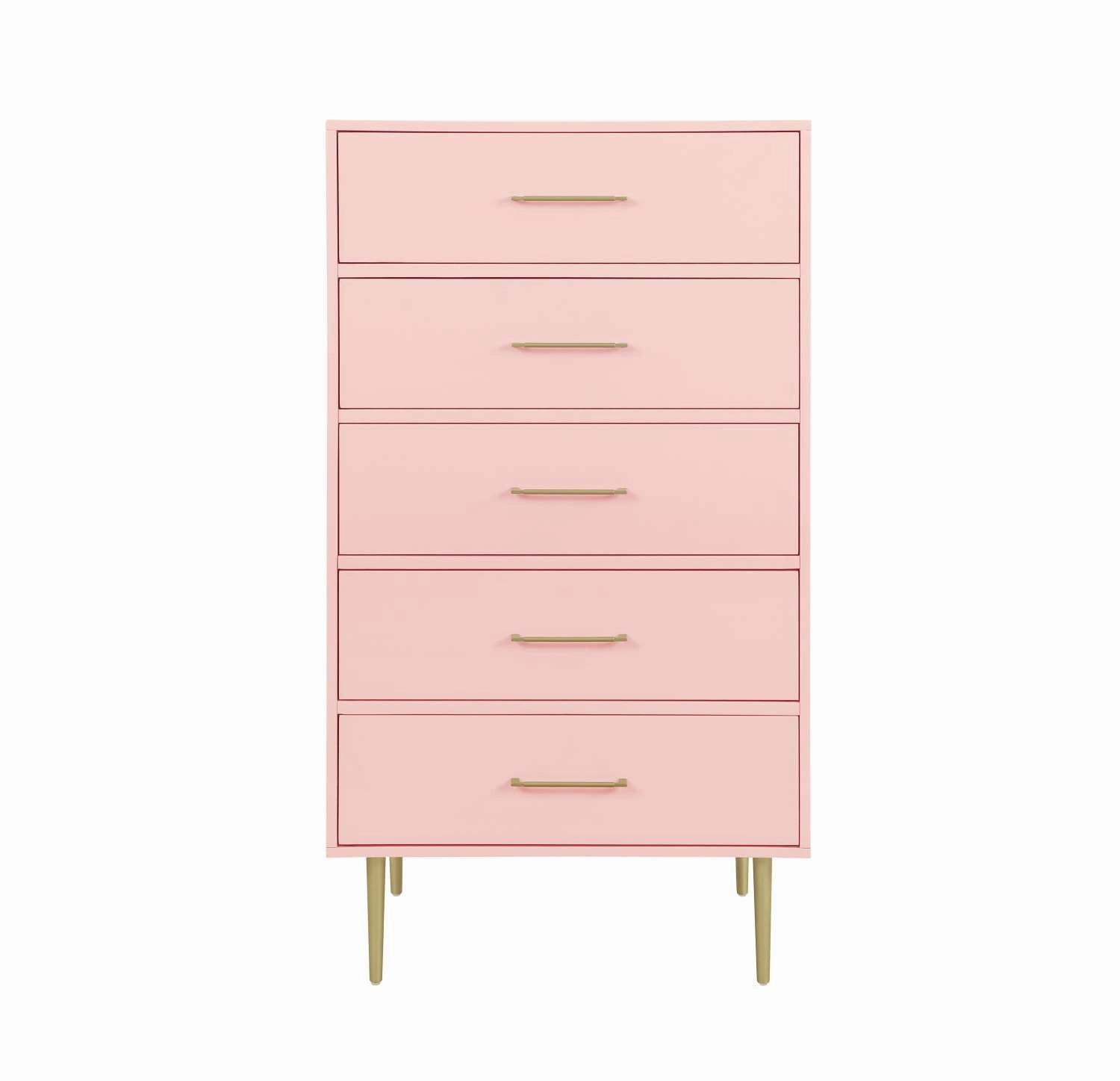 Valerie Glam 5-Drawer Chest - Light Pink