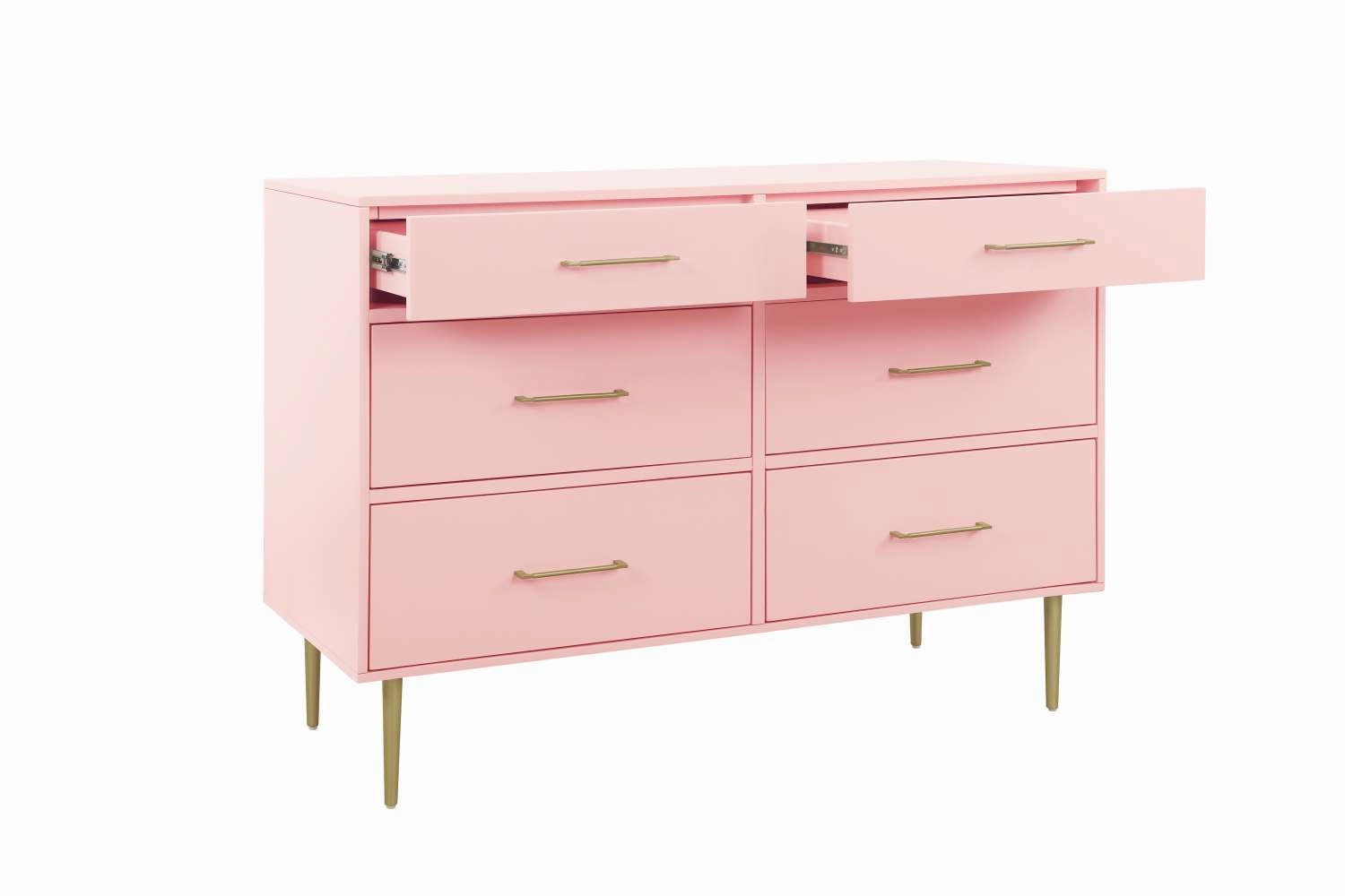 Valerie Glam 6-Drawer Dresser - Light Pink