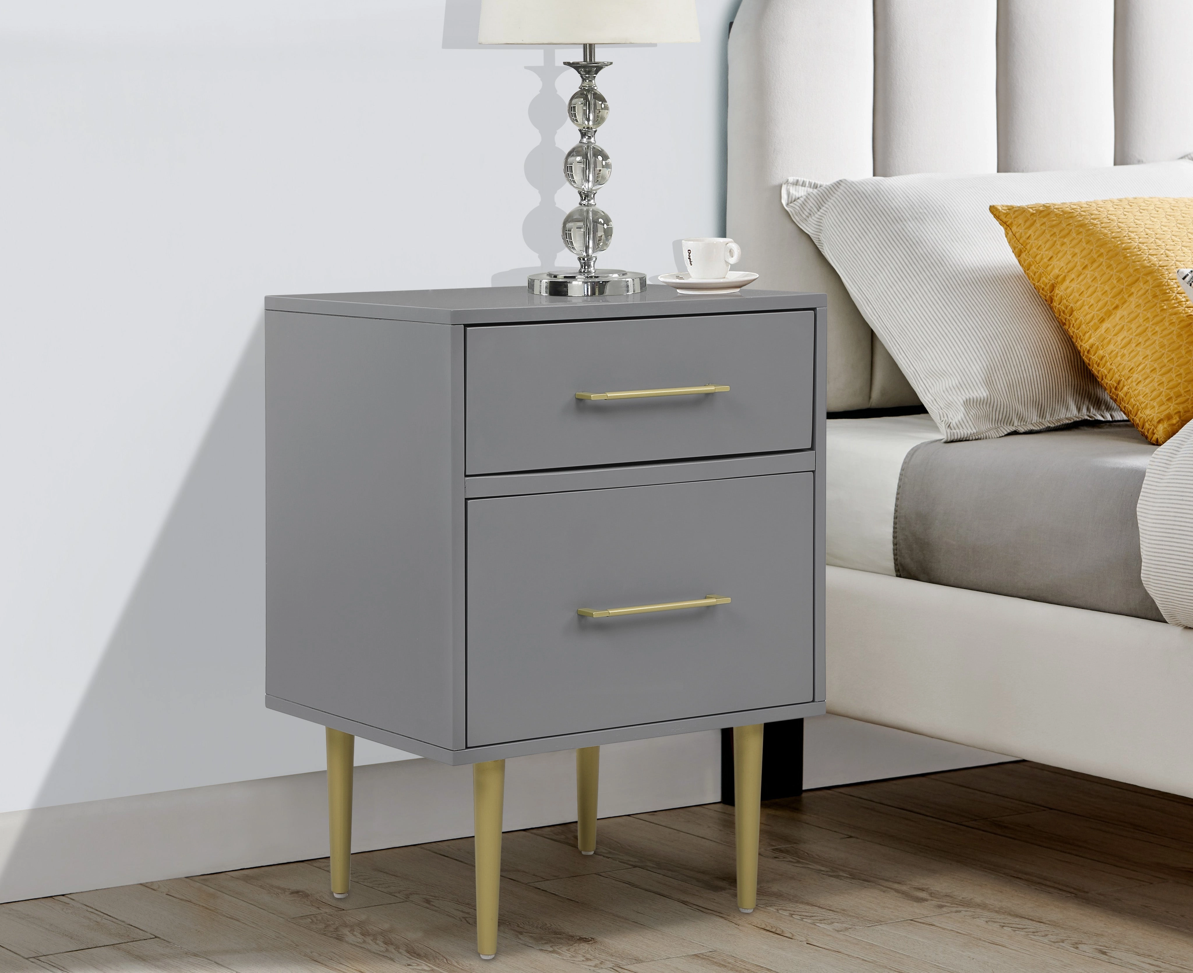 Valerie Glam Night Table - Dark Grey