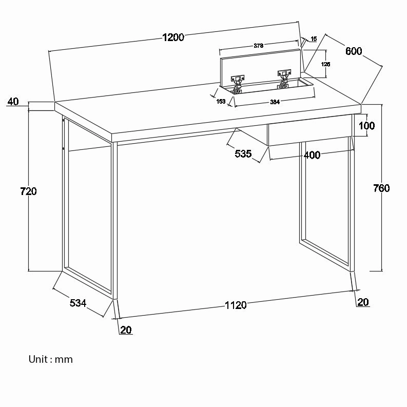 Vaxjo 1 Drawer Oak Effect Desk with Cable Management Storage