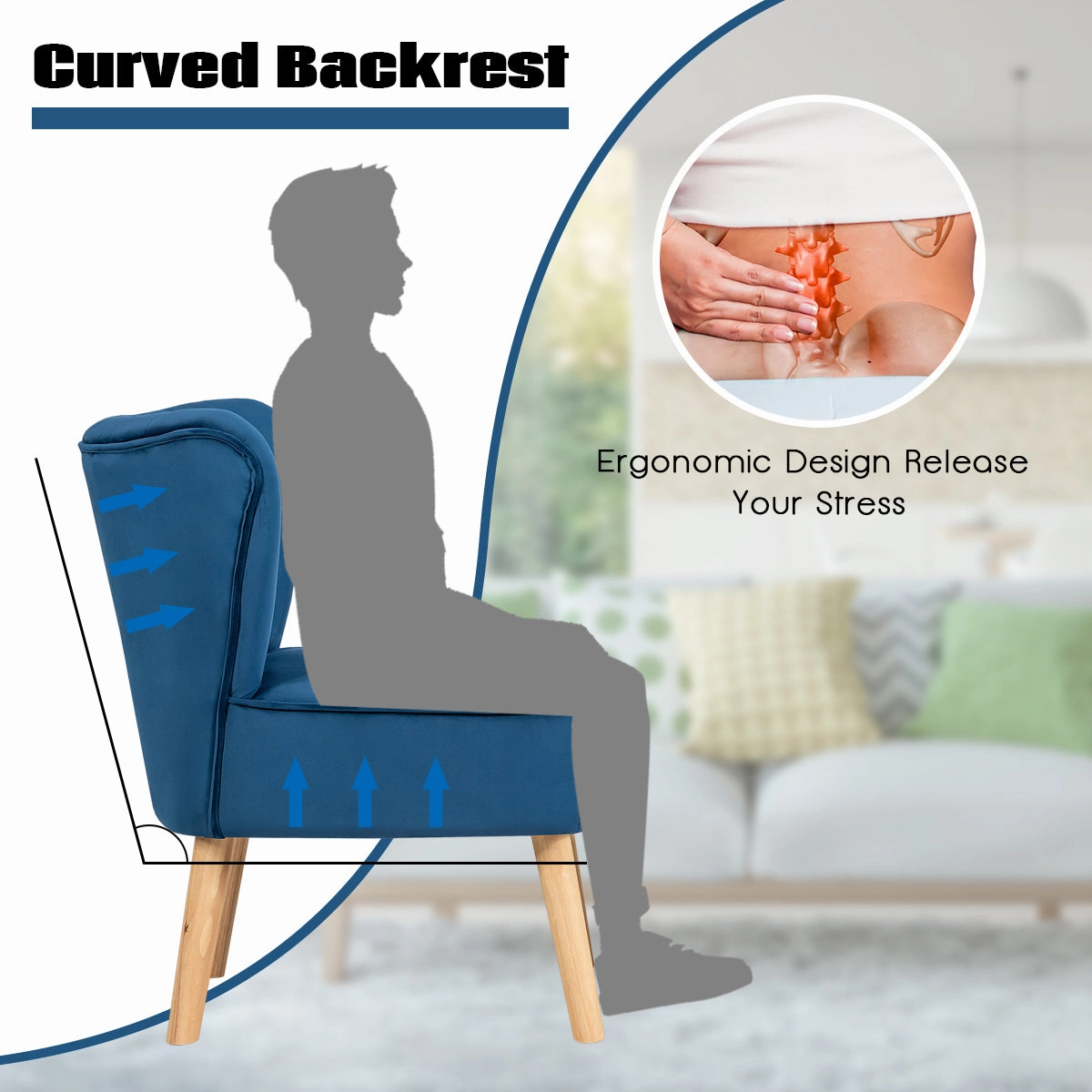 Velvet Accent Chair with Ottoman for Living Reading Room Bedroom