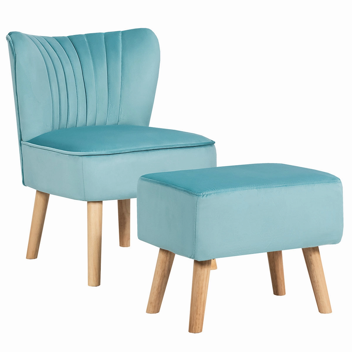 Velvet Accent Chair with Ottoman for Living Reading Room Bedroom