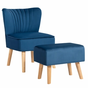 Velvet Accent Chair with Ottoman for Living Reading Room Bedroom sectional sofa, corner couch