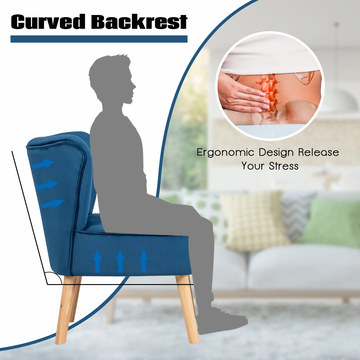 Velvet Accent Chair with Ottoman for Living Reading Room Bedroom