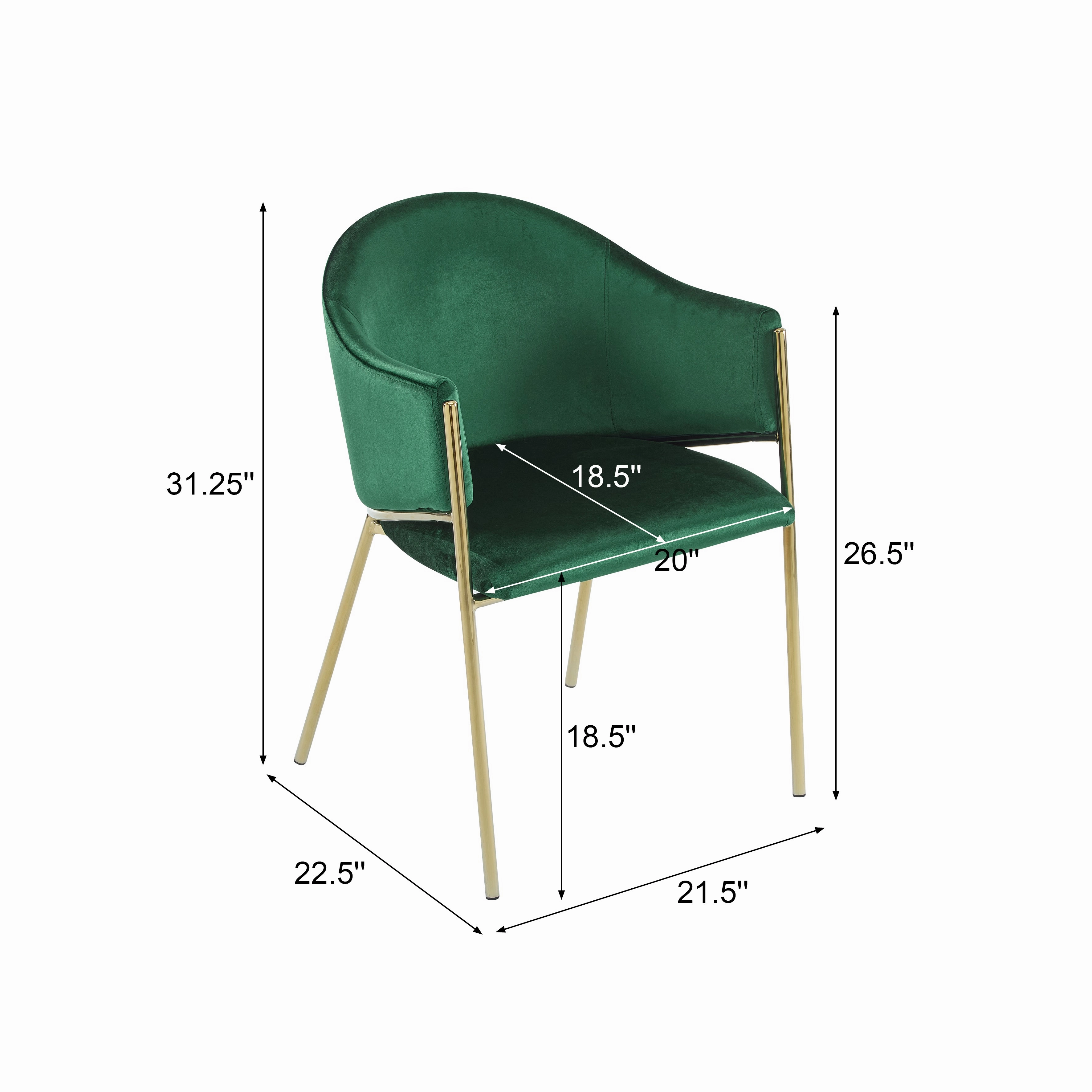 Velvet Dining Chairs with Gold Metal Frame, Set of 2