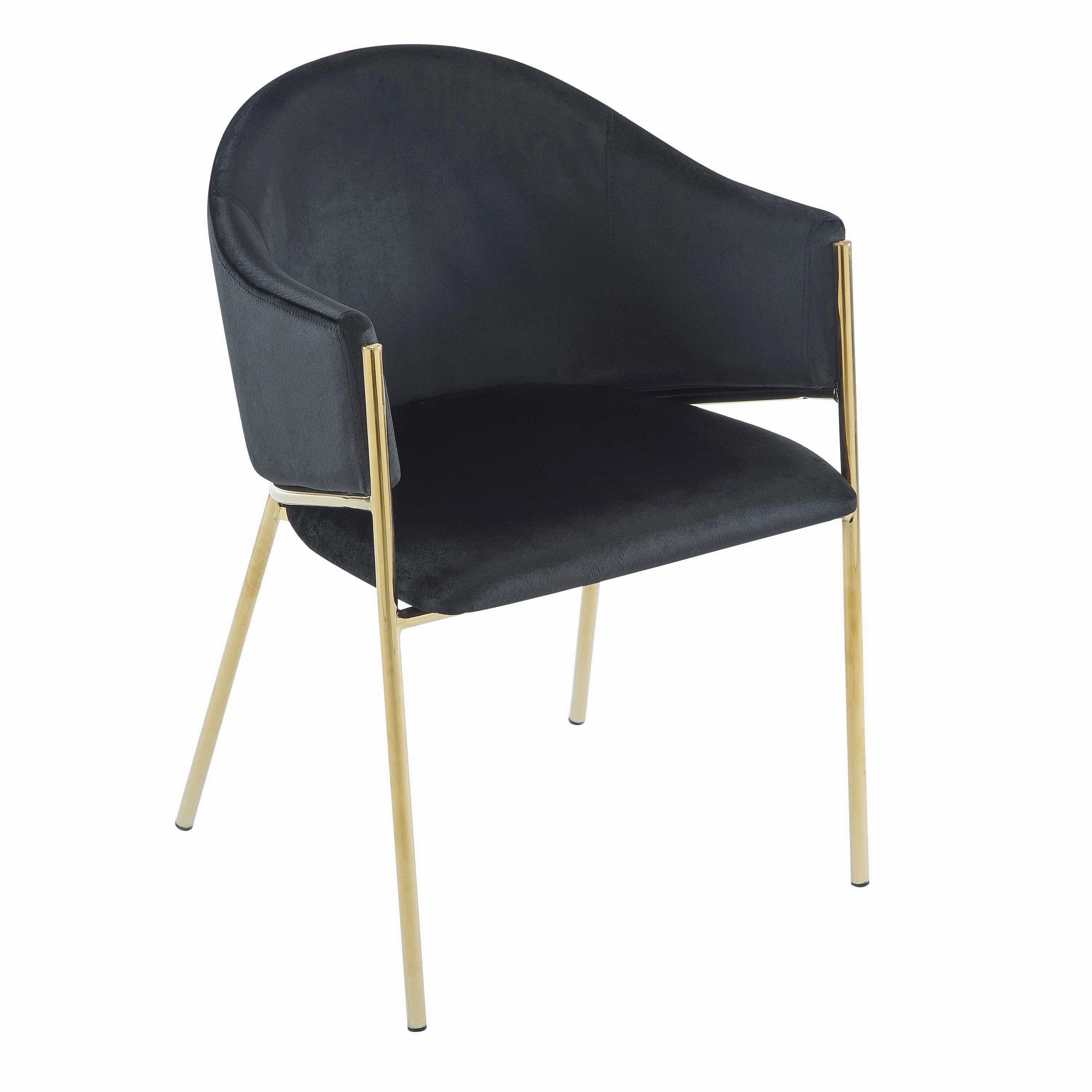 Velvet Dining Chairs with Gold Metal Frame, Set of 2