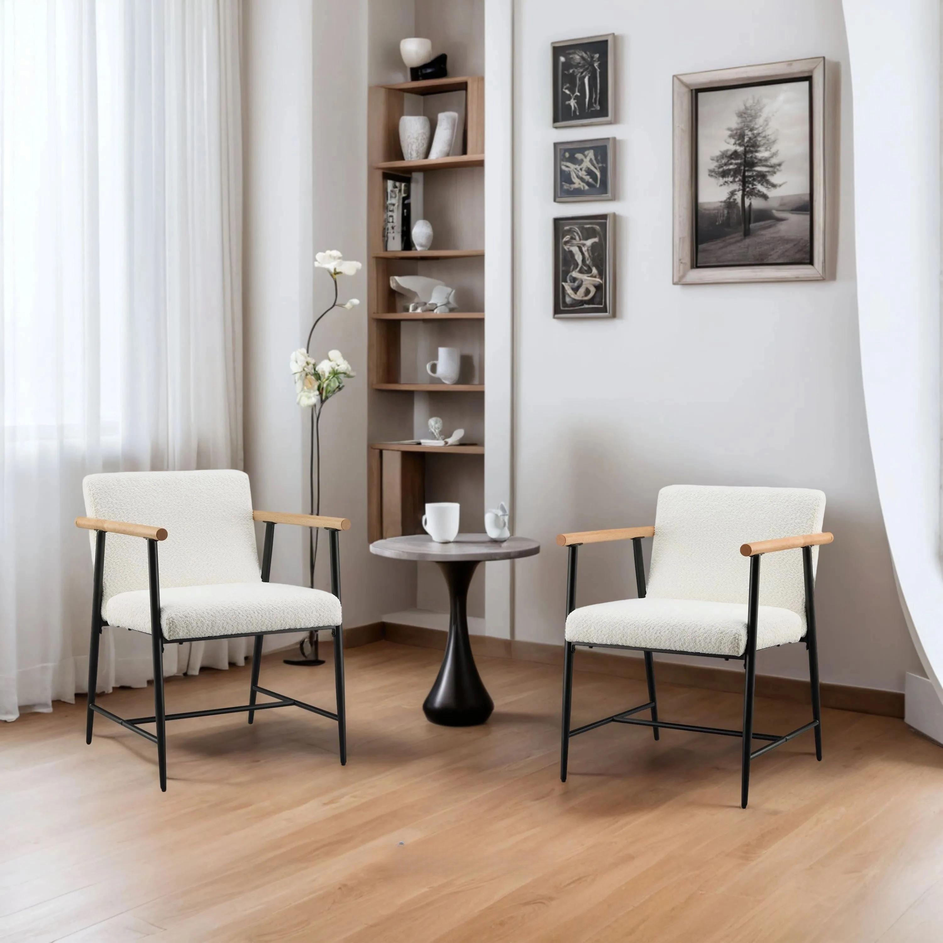 Versatile Set of 2 Modern Accent Chairs  Upholstered Armchairs
