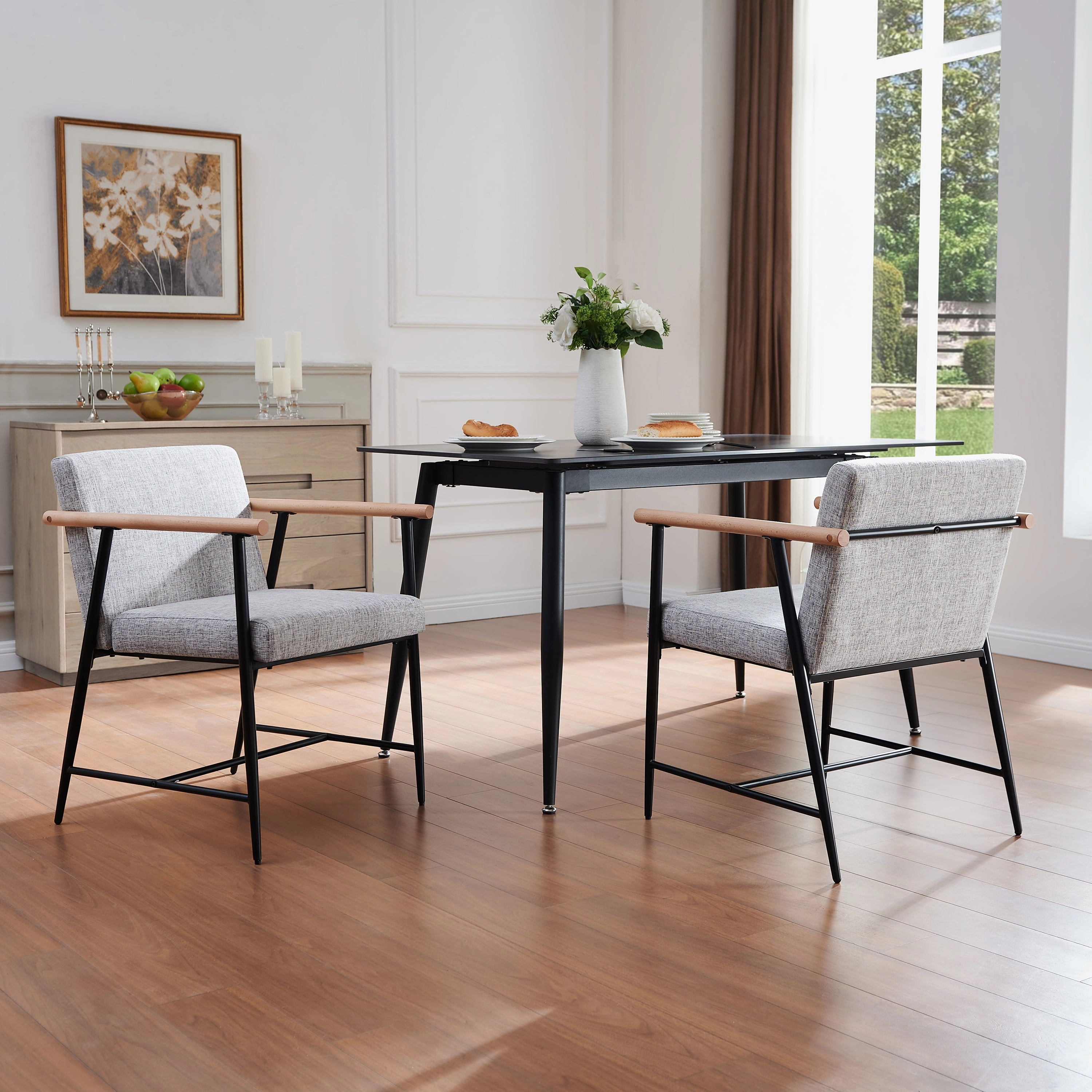 Versatile Set of 2 Modern Accent Chairs  Upholstered Armchairs kitchen accessories, table linens