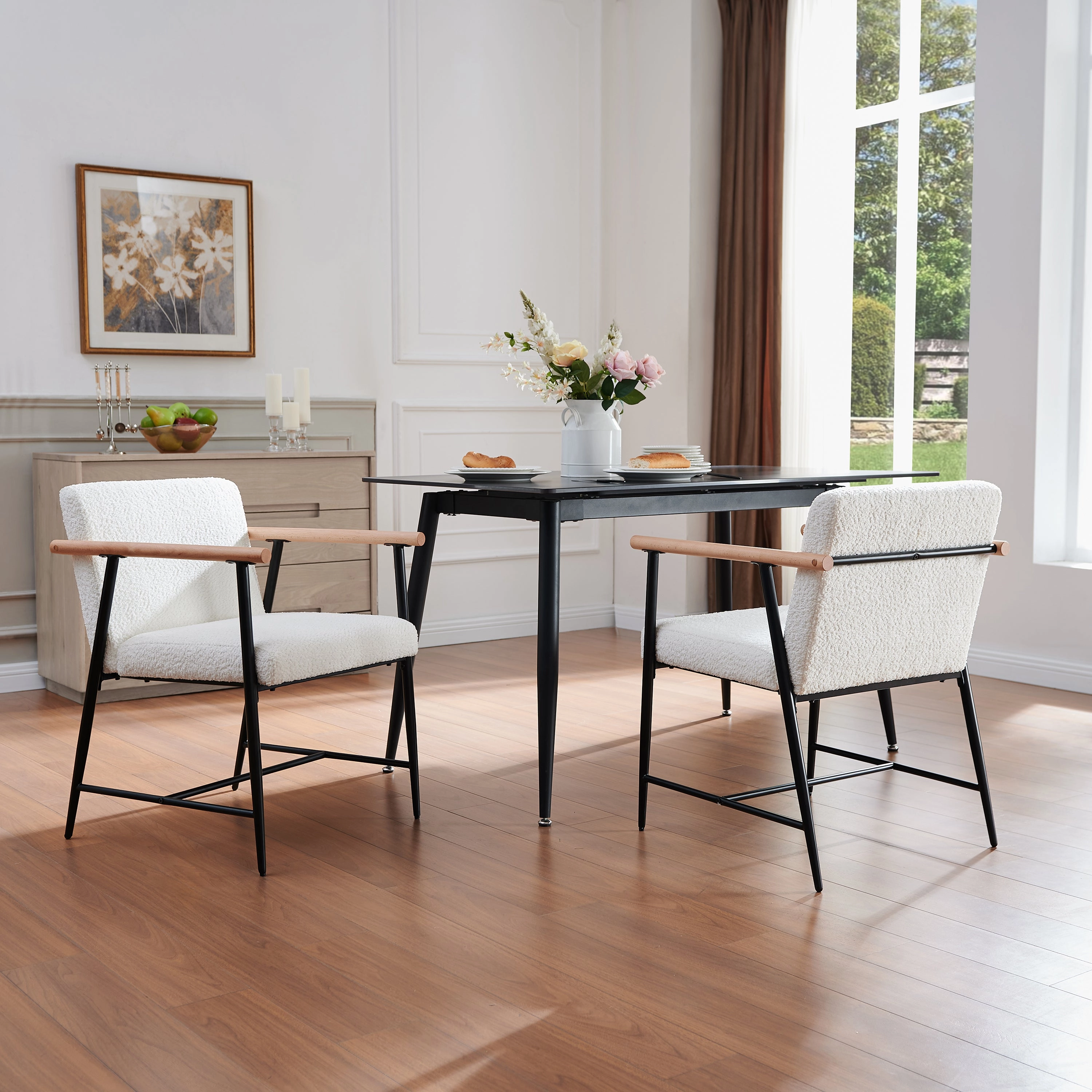 Versatile Set of 2 Modern Accent Chairs  Upholstered Armchairs