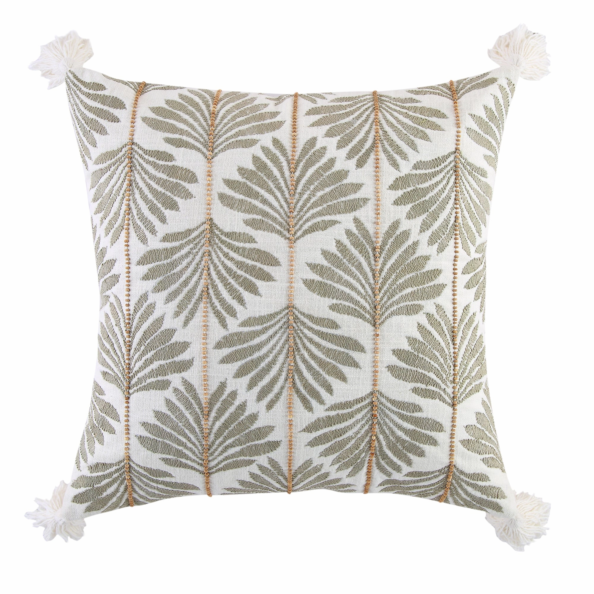 Vine Collection Japonica Hand Embroidered Beaded Cushion