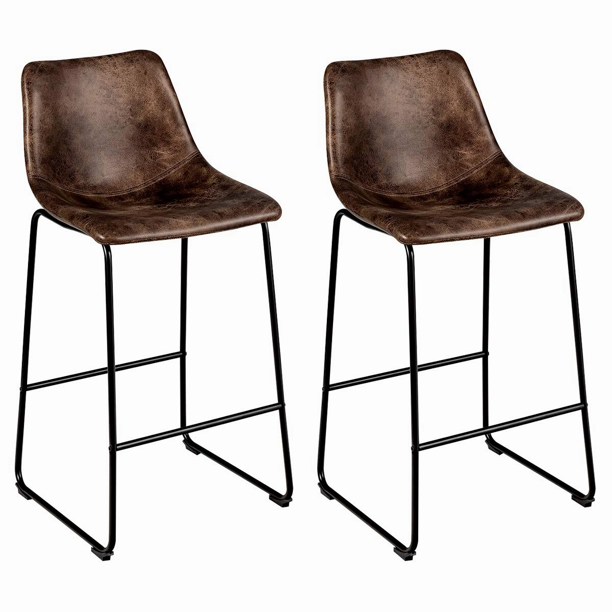 Vintage Faux Suede Bar Stools, with Metal Legs, Back and Footrest kitchen towel, placemats