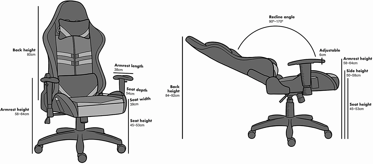 VIRIBUS X1 Office Gaming Chair with 12-Colour LED Light, Black