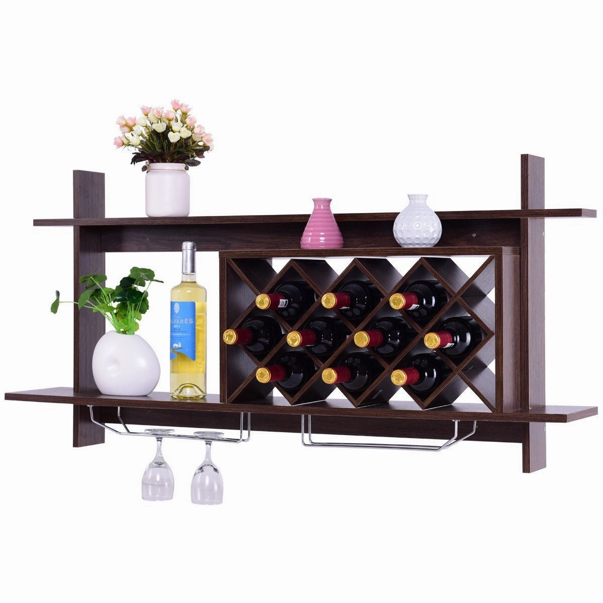 Wall Mounted Wine Rack Organizer kitchen towel, placemats