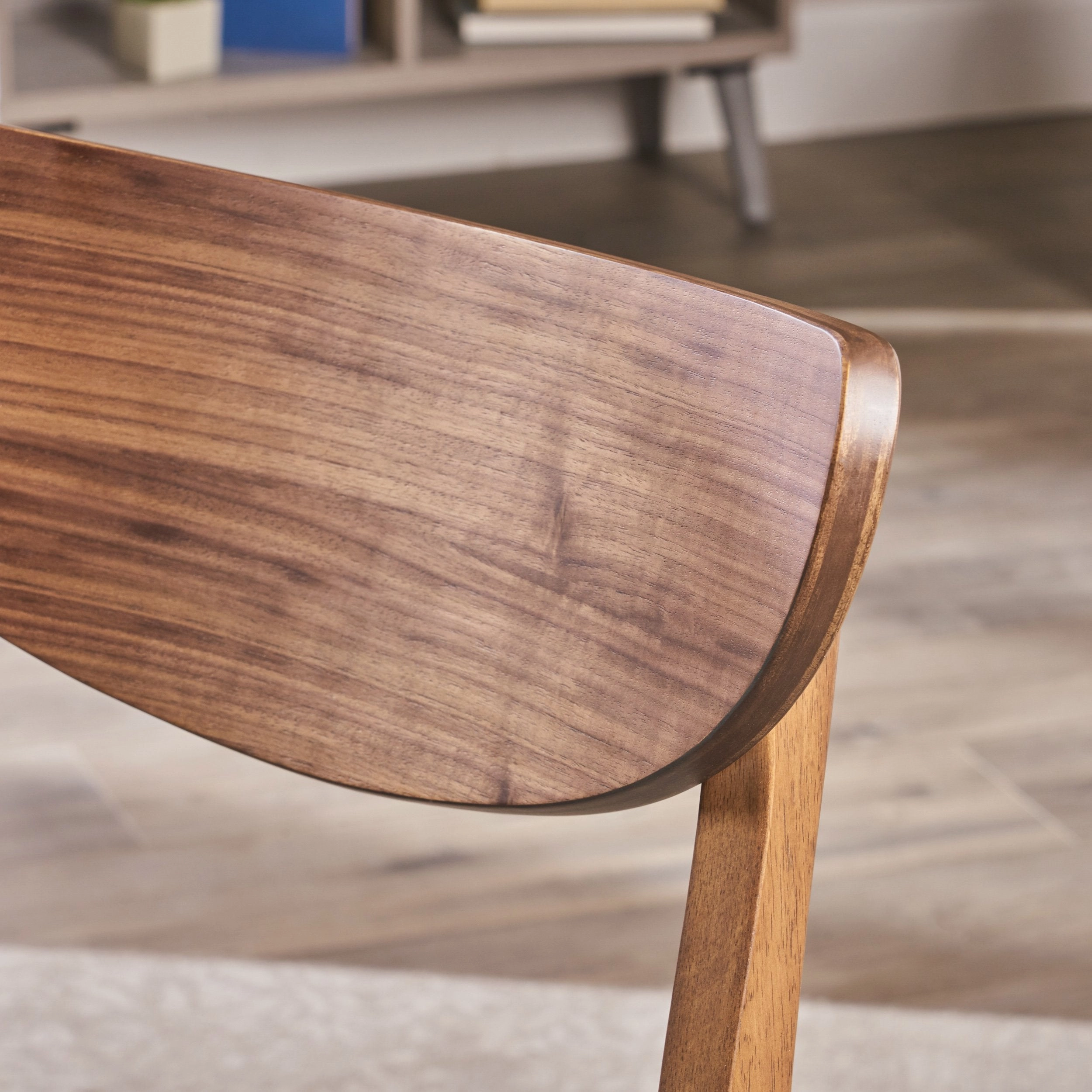 Walnut Finish Mid-Century Modern 24-Inch Counter Stools (Set of 2) - NH469892