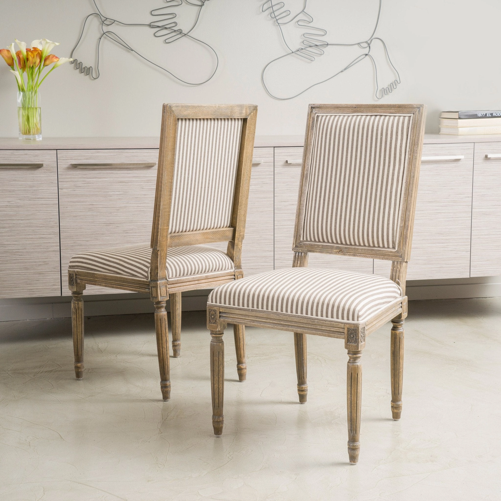 Weathered Dark Coffee Stripe Dining Chairs (Set of 2) - NH641592 kitchen accessories, table linens