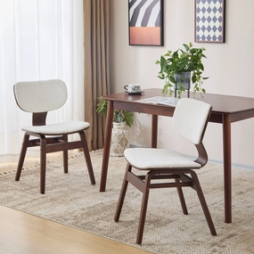 White Boucle & Walnut Bentwood Dining Chair, Set of 2 kitchen accessories, table linens