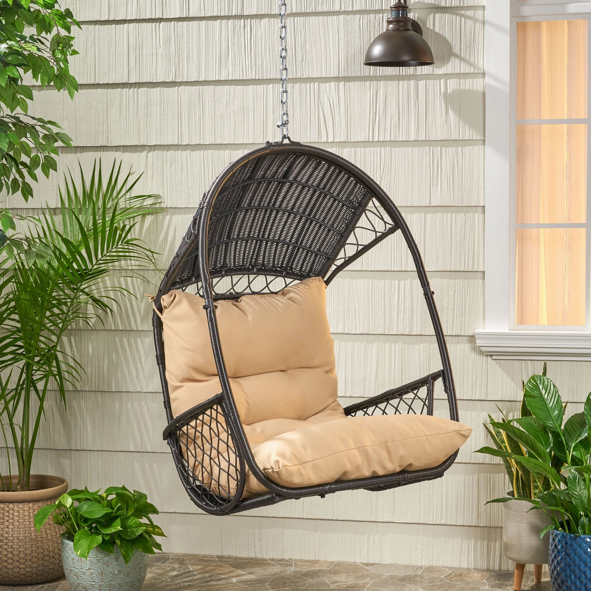 Wicker Hanging Chair with Cushion (Stand Not Included) - NH758113 outdoor furniture, garden bench