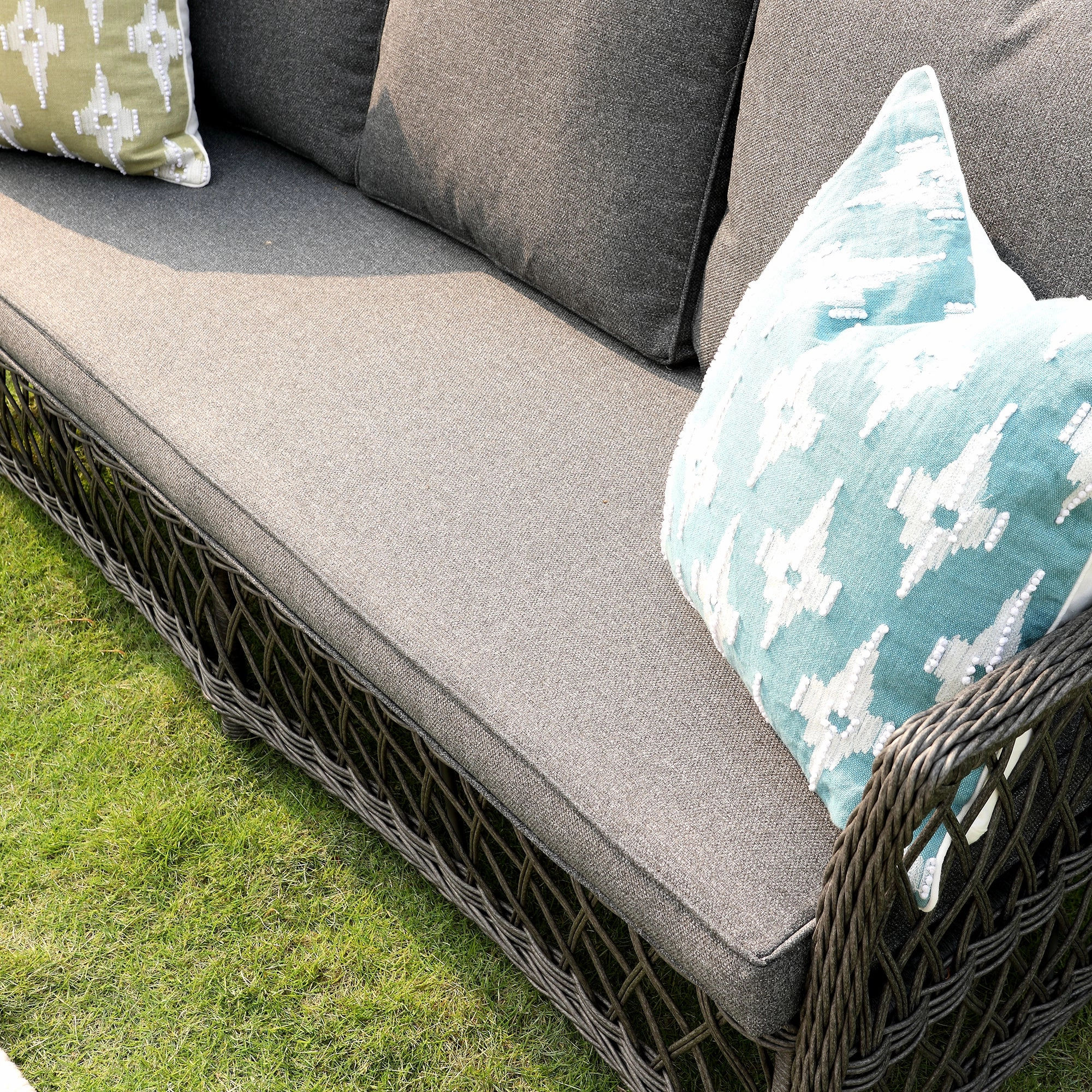Willowbrook Lattice Weave Rattan 7-Seater Large Sofa Set, Dark Grey
