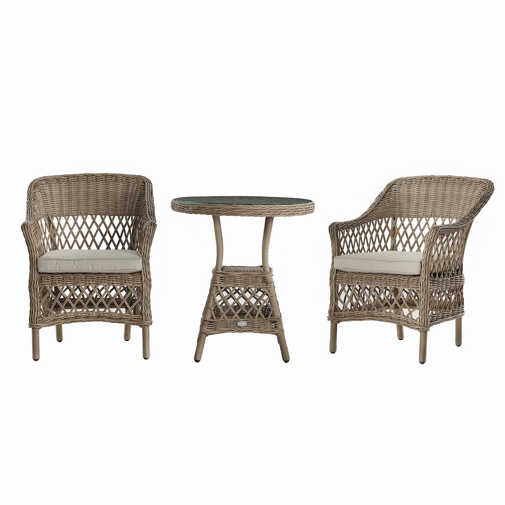 Willowbrook Lattice Weave Rattan Bistro Set, Natural