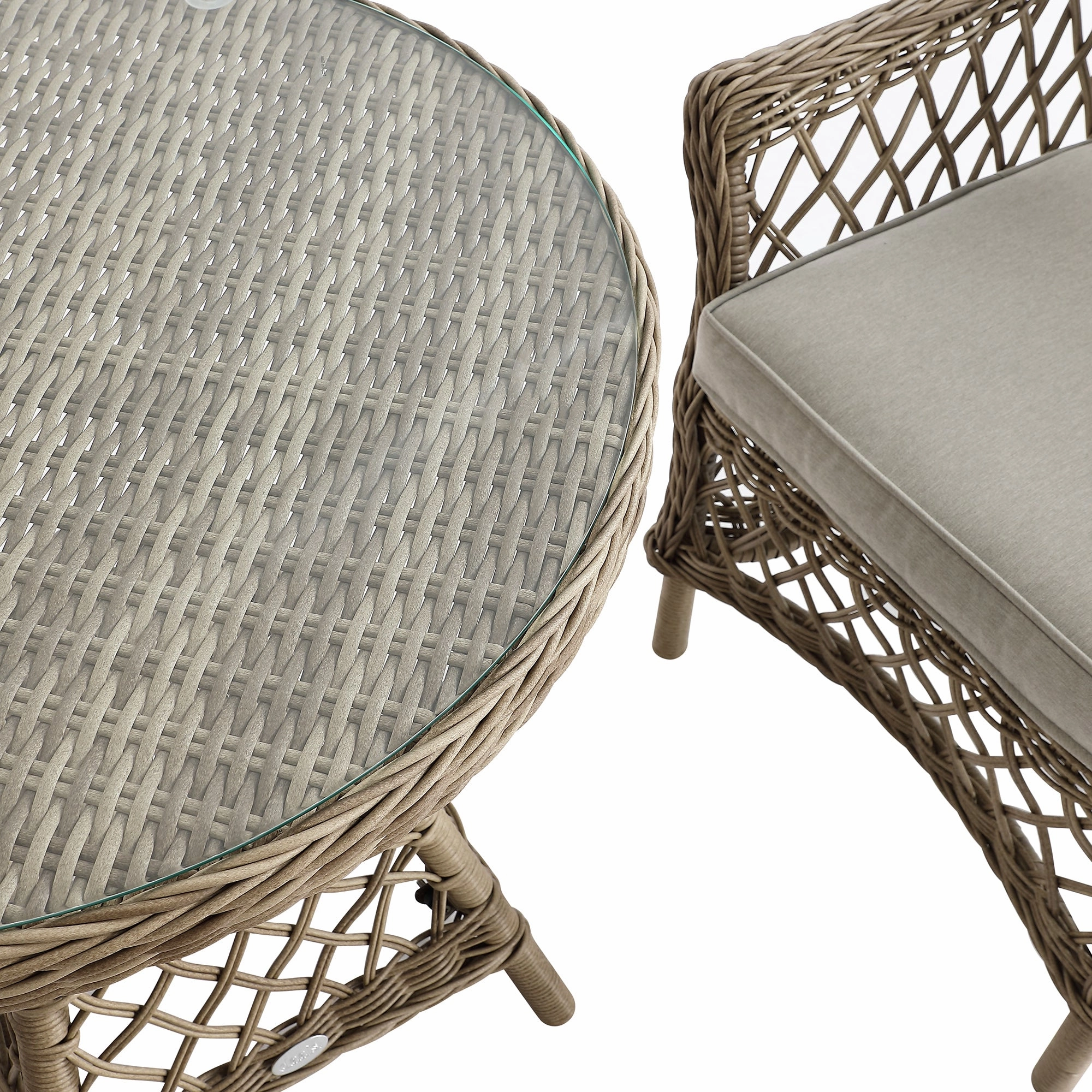 Willowbrook Lattice Weave Rattan Bistro Set, Natural