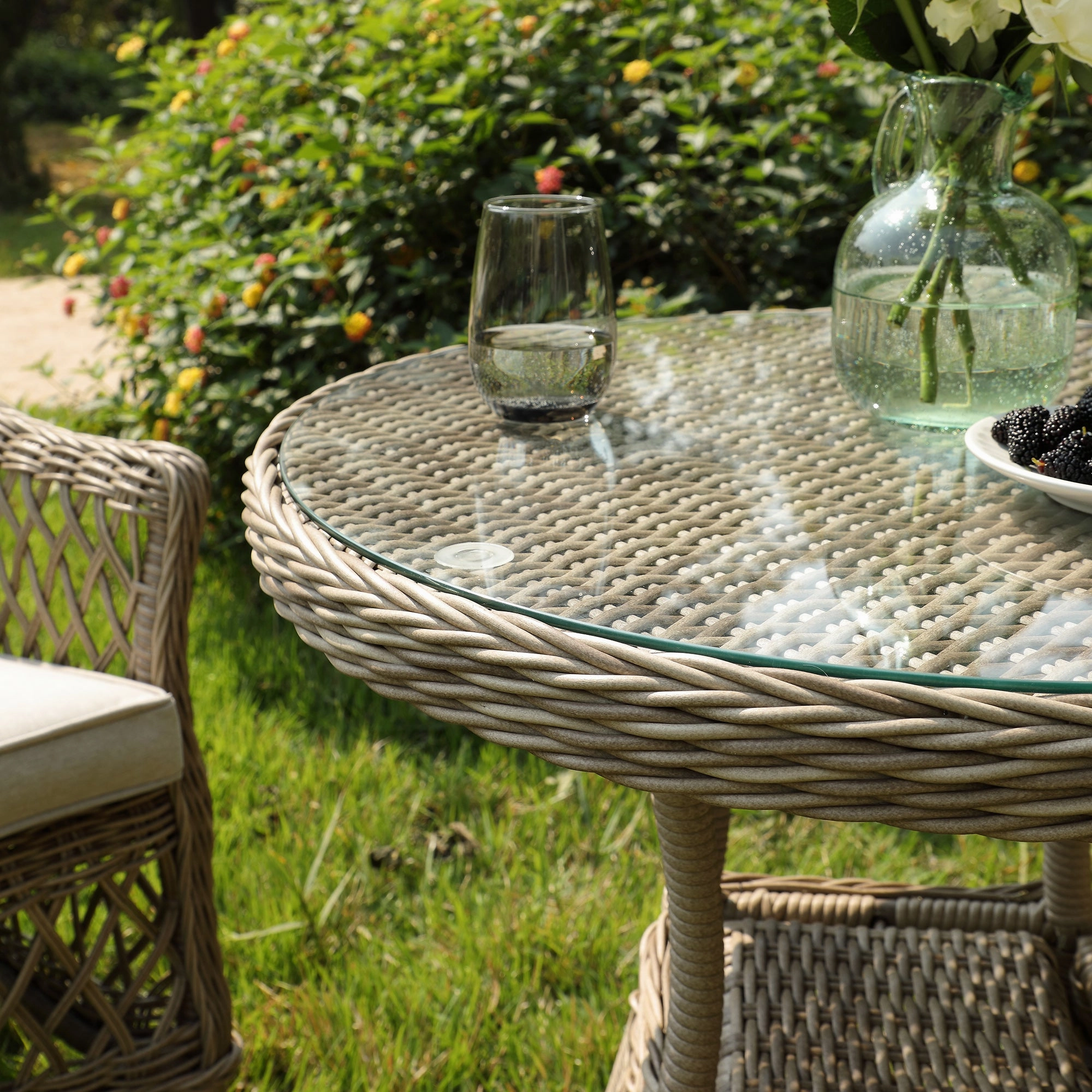 Willowbrook Lattice Weave Rattan Bistro Set, Natural