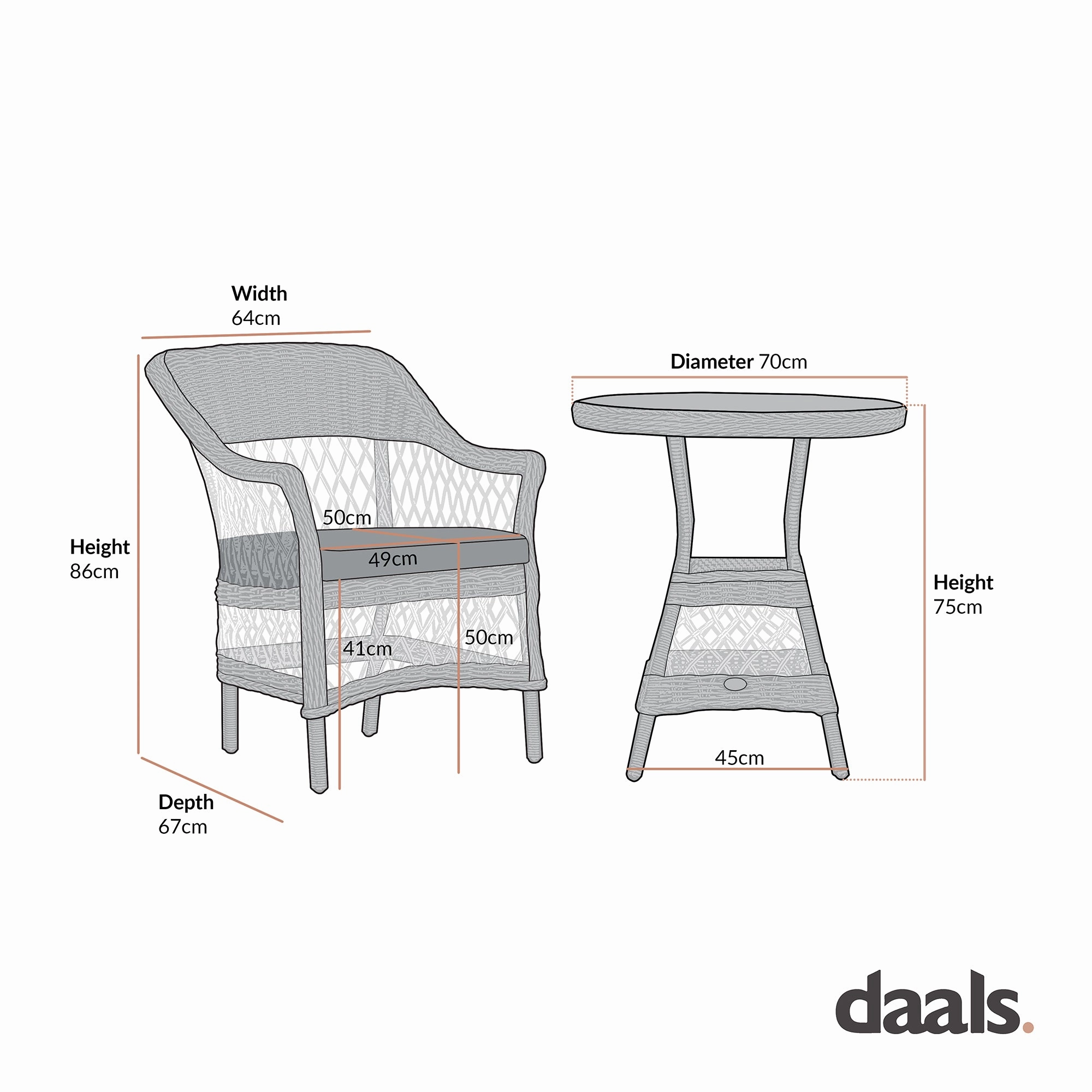 Willowbrook Lattice Weave Rattan Bistro Set, Natural