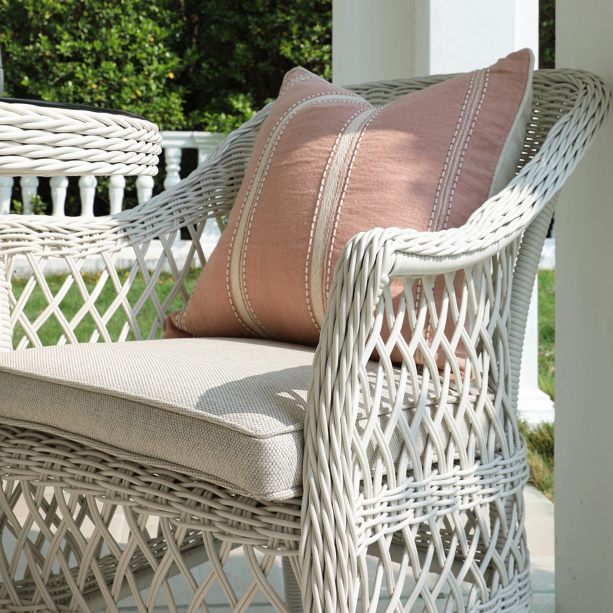 Willowbrook Lattice Weave Rattan Bistro Set, White