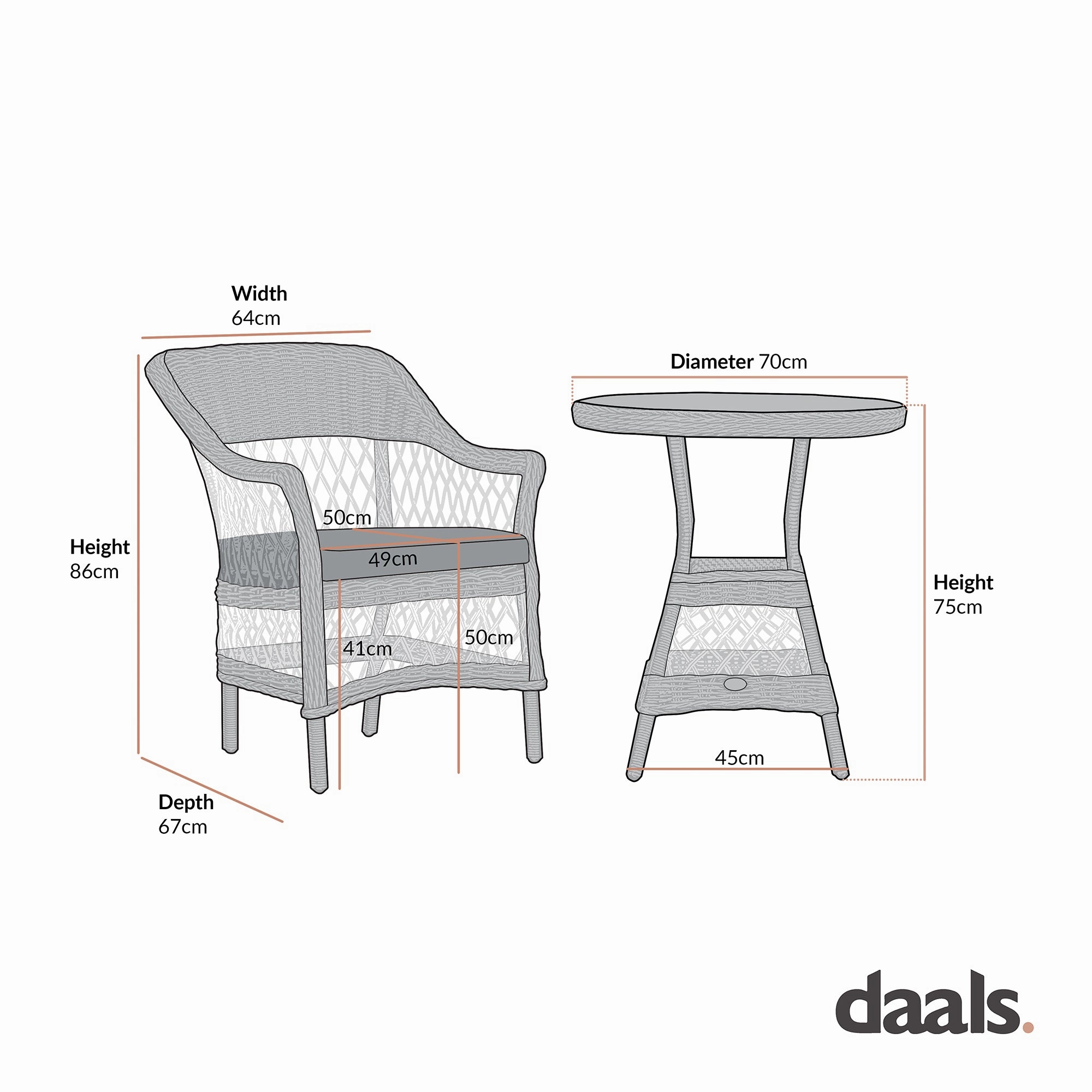 Willowbrook Lattice Weave Rattan Bistro Set, White