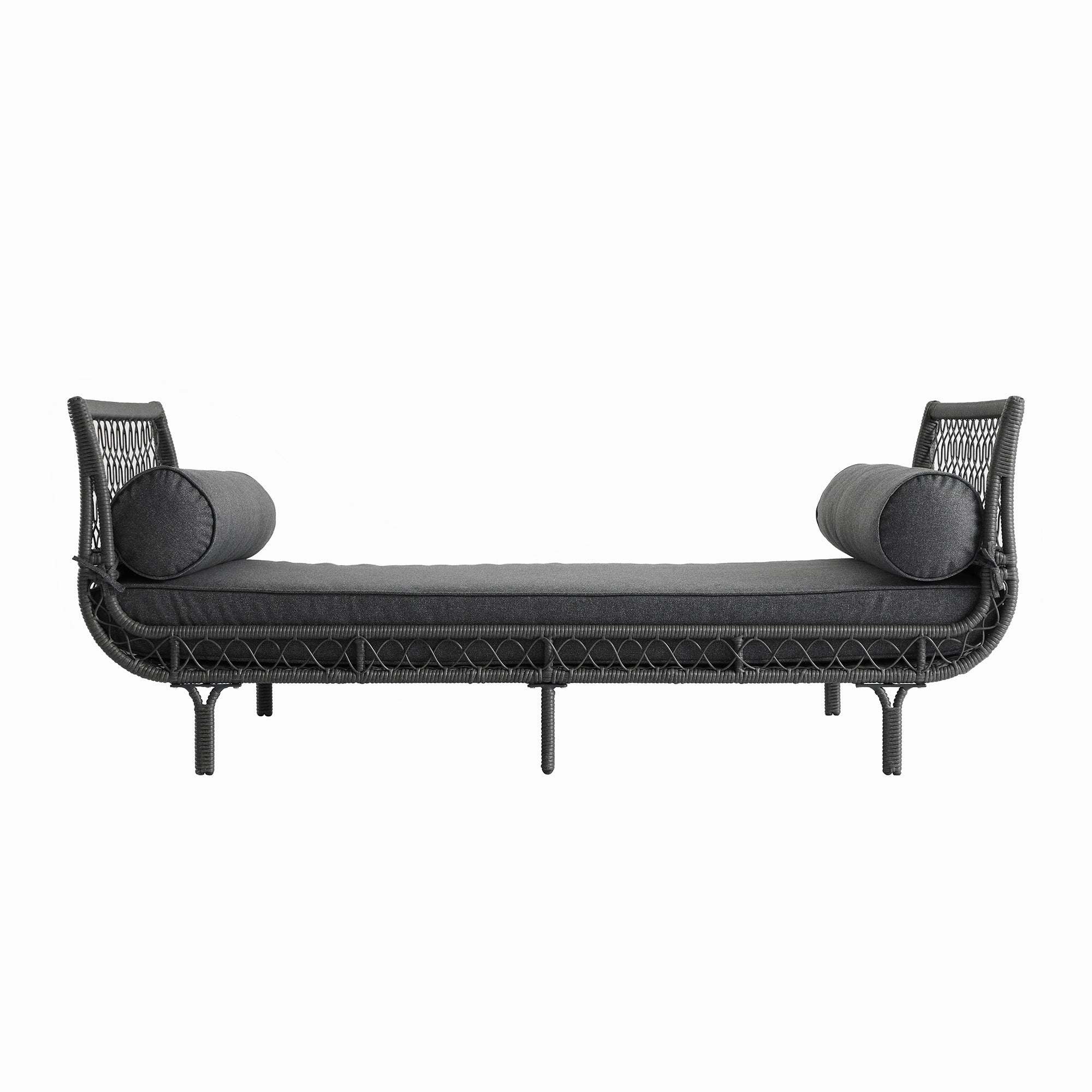 Willowbrook Lattice Weave Rattan Daybed, Dark Grey
