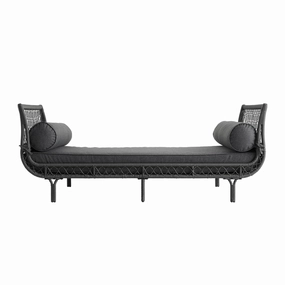 Willowbrook Lattice Weave Rattan Daybed, Dark Grey