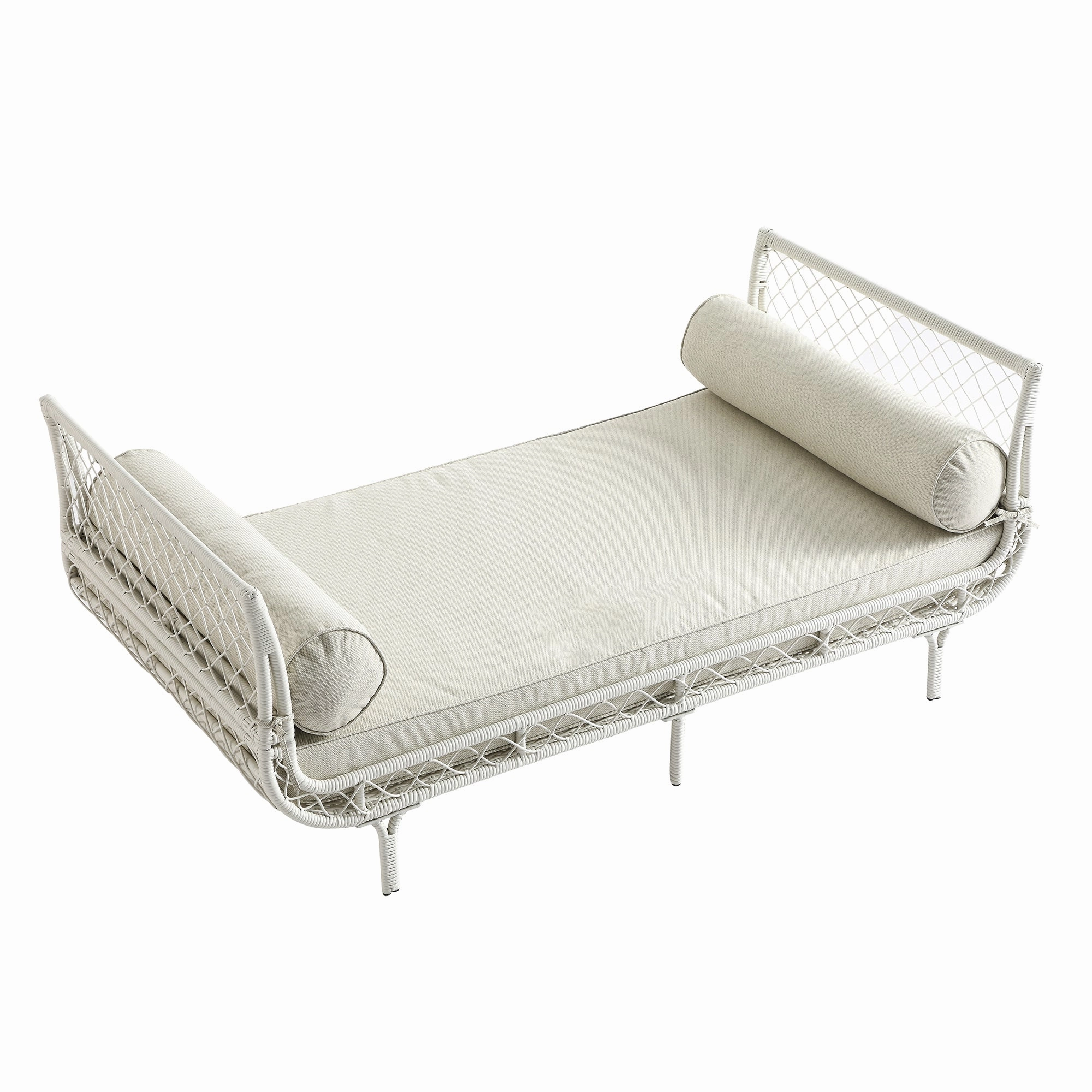 Willowbrook Lattice Weave Rattan Daybed, White