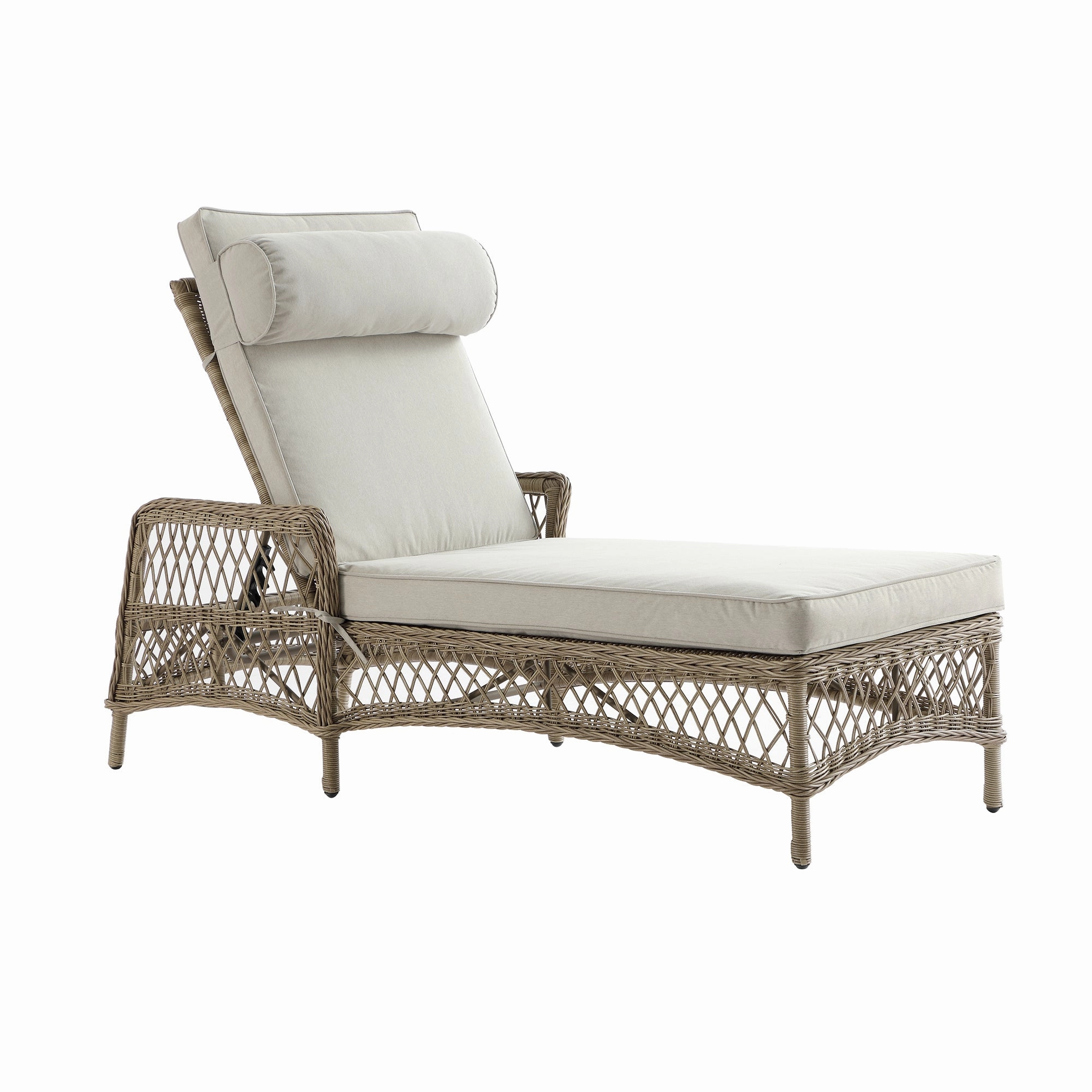 Willowbrook Lattice Weave Rattan Sun Lounger, Natural