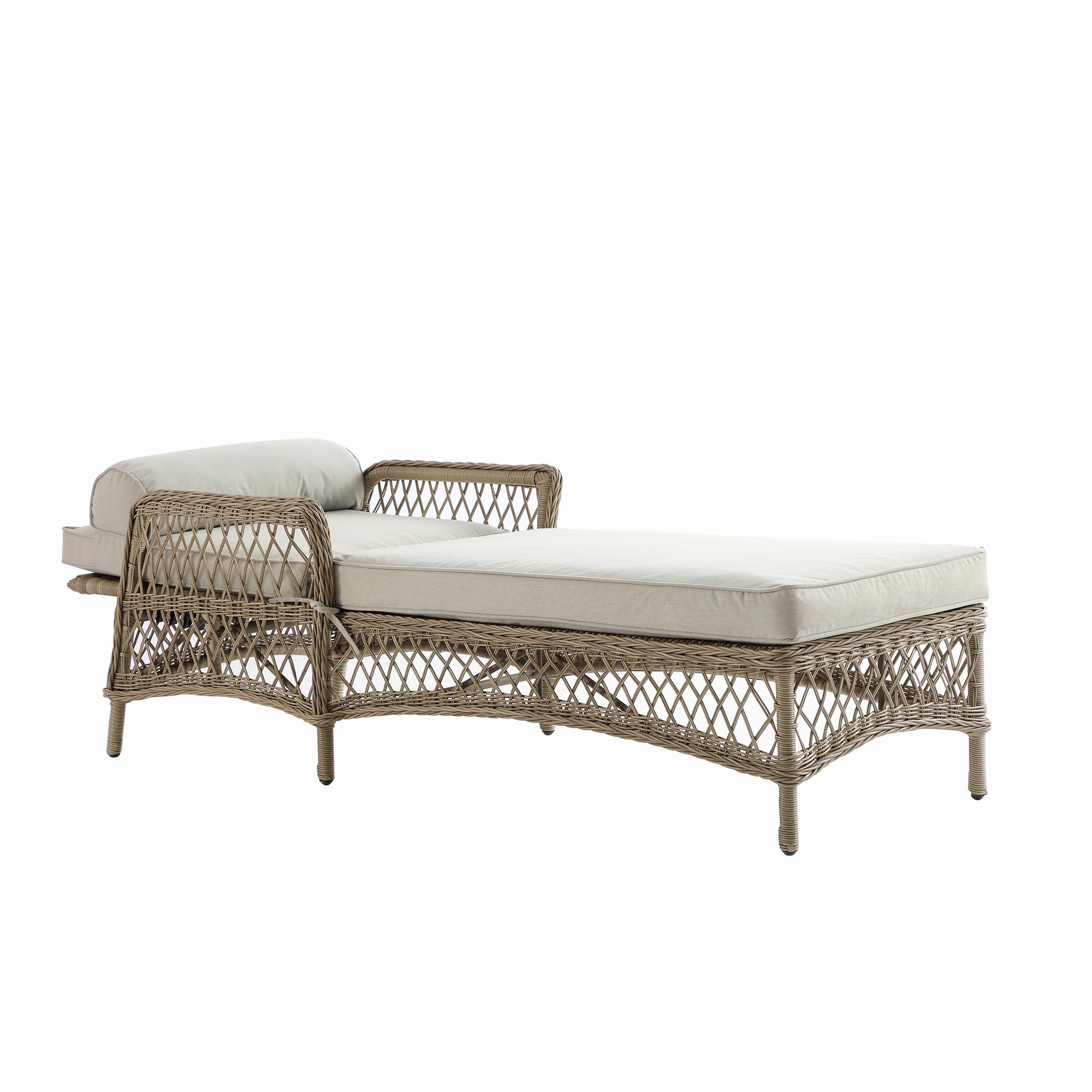 Willowbrook Lattice Weave Rattan Sun Lounger, Natural